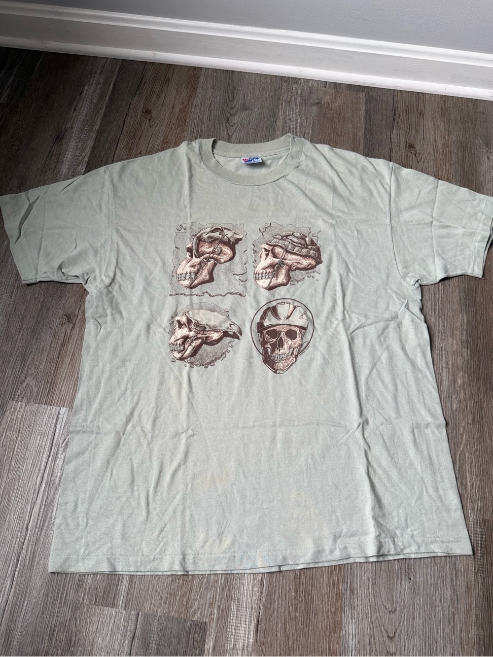 Vintage 90s Primal Wear ‘Helmet Evolution’ Shirt Large Mountain Biker BMX Darwin